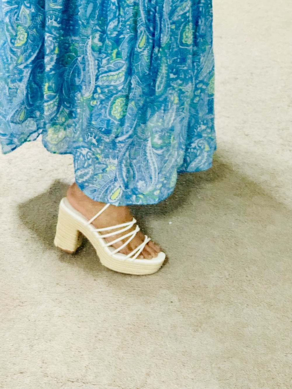 Hnm White Strappy Platform Block Heel Sandals - Women's